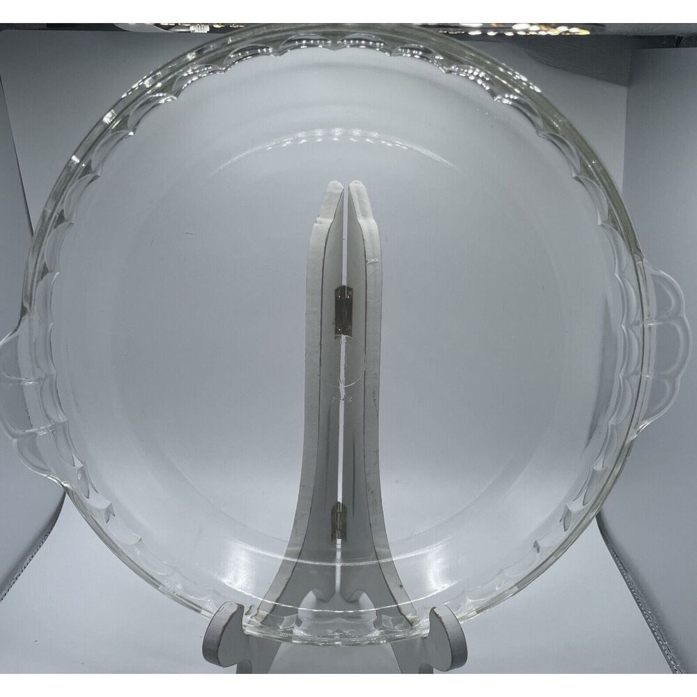 Pyrex #229‎ Clear Glass Deep Dish 9.5" Scalloped Fluted Edge Pie Plate